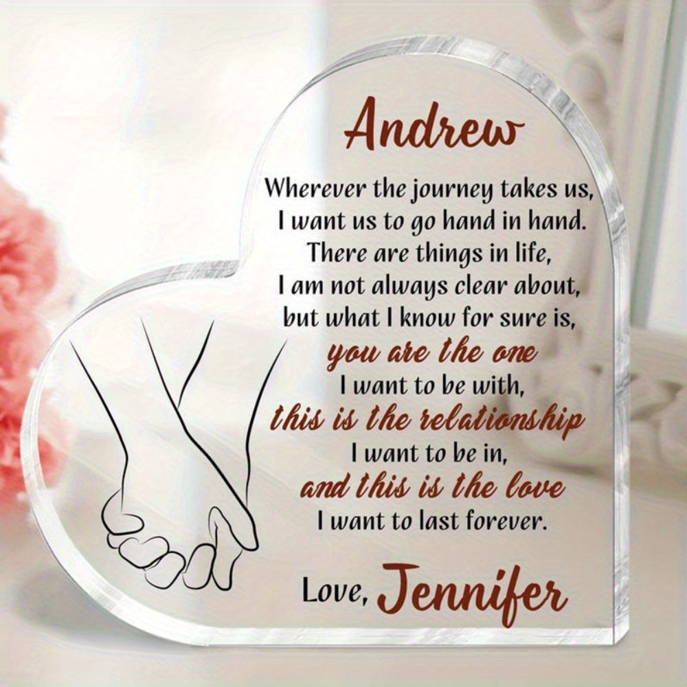 TEMU 2D Plat - [2D Plat] Plaque Acrylique Personnalisée 2D, 1pc, de Cœur pour Mari - Gravé & , Cadeau d'Anniversaire & Saint-Valentin en Acrylique