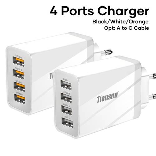 usb 4 port charger 10w 5v2a fast charging station 4in 1 charging multi port adapter for iphone 16 15 14 s24 s23 ipad tablet compact lightweight multi device charging for iphone 15 galaxy macbook and black