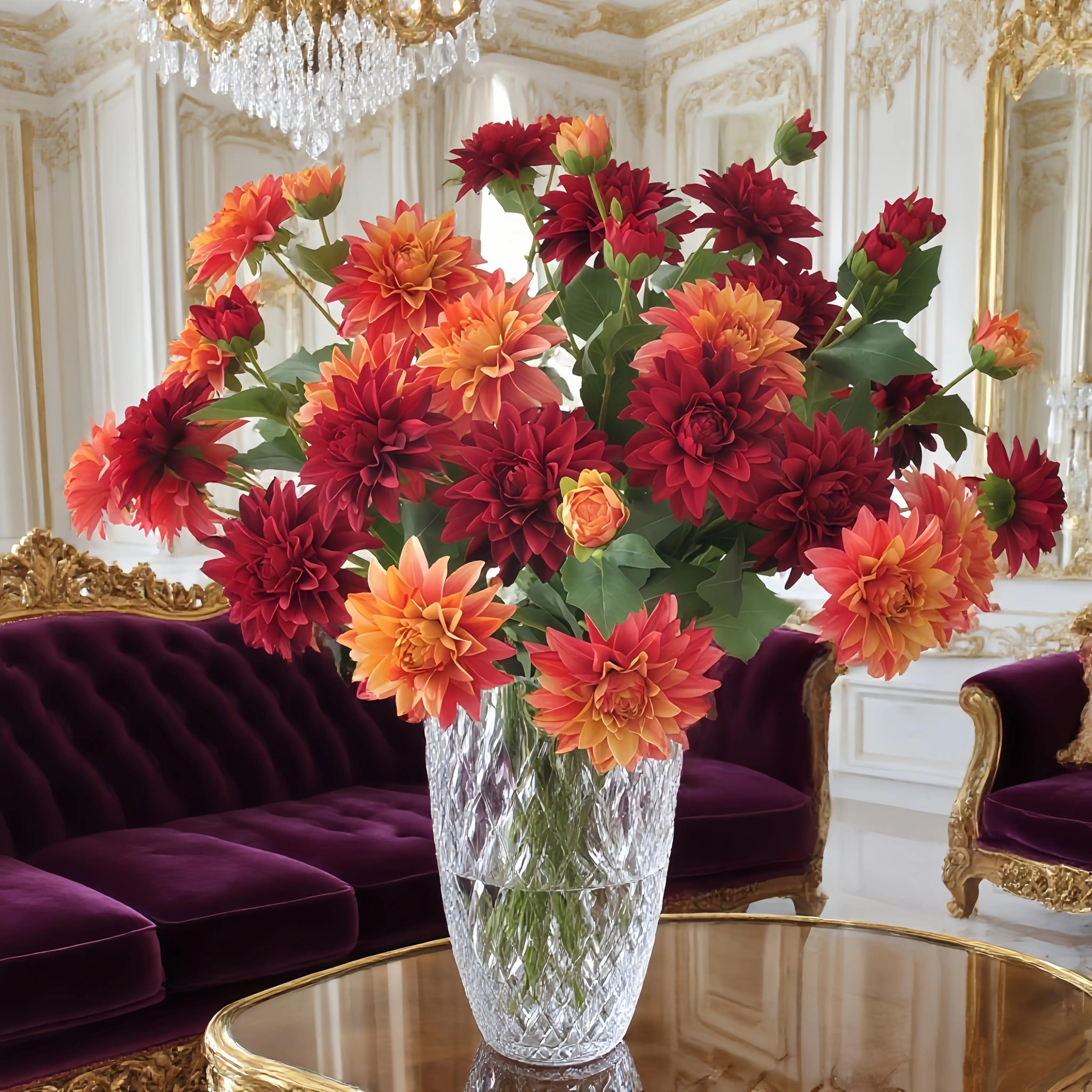 Image of 12pcs=4 Stems - Holiday Decorations/artificial Flowers-high End Faux Flower-dahlia Simulation Violet Any Match Lifelike Branches Shaped Suitable For Apartment Room