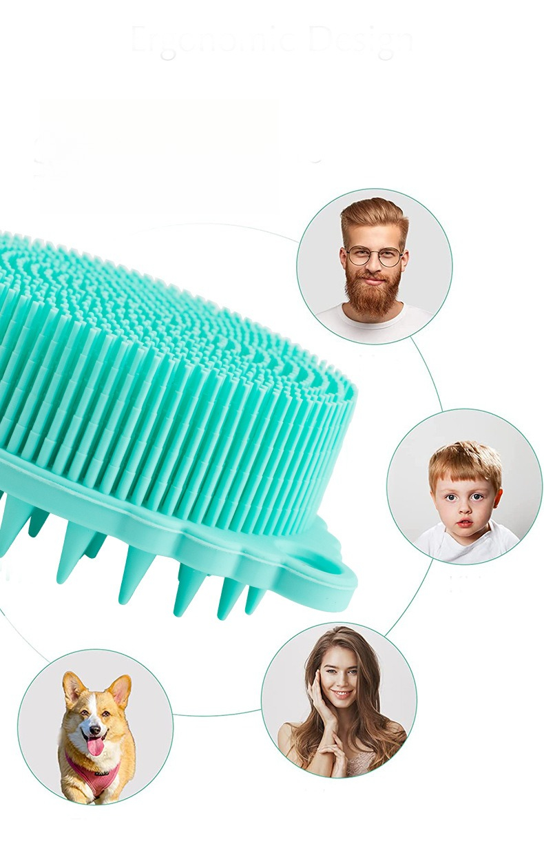 Cepillo de Baño de Silicona Más Vendido, Cepillo de Masaje para el Cuero Cabelludo para Exfoliación, Alivio de Picazón y Eliminación de Piel Muerta, Cepillo de Ducha Redondo Ergonómico con Colgador, Cepillo de Limpieza Exfoliante de Silicona Suave para el Cuerpo y el Cuero Cabelludo