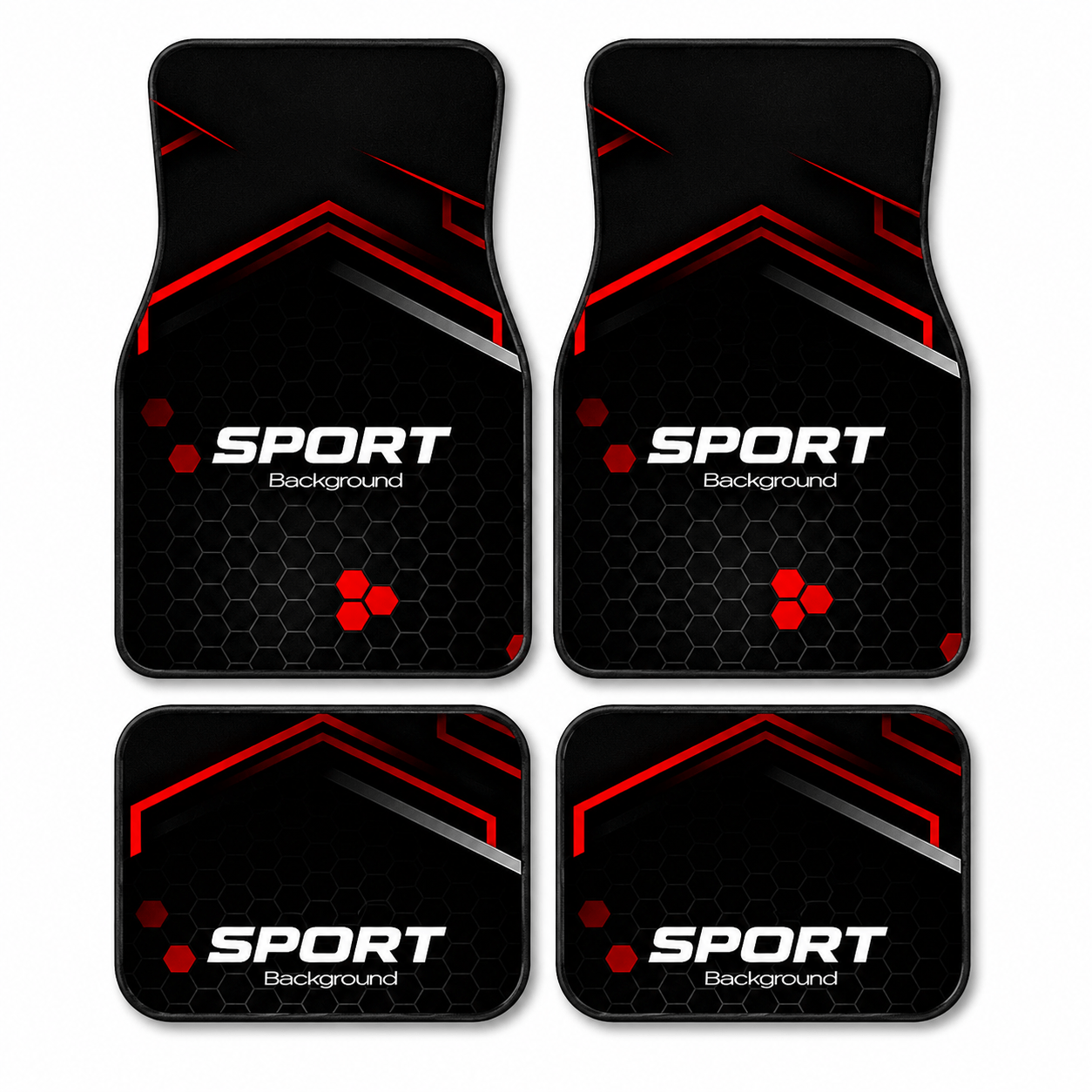 TEMU 4pcs Sport Printed Car Floor Mat Set, Universal Fit Anti-slip Car Interior Mats, Durable Easy- Liners For Cars, Suvs, Trucks &