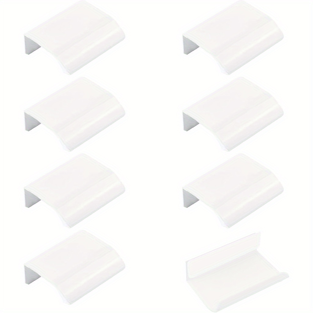 Image of 8pcs White Aluminum Alloy Finger Edge Pulls - Self-stick, Invisible Cabinet & Drawer Handles, , & Damage-free For Home And Office Storage, Storage Enhancement||corrosionresistant