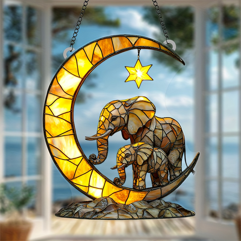 

& - 7"x8" Acrylic Window Ornaments For Bedroom, Living Room, Garden | Perfect Gift For Wildlife And Elephant Enthusiasts, Decoration, Ideal Gift