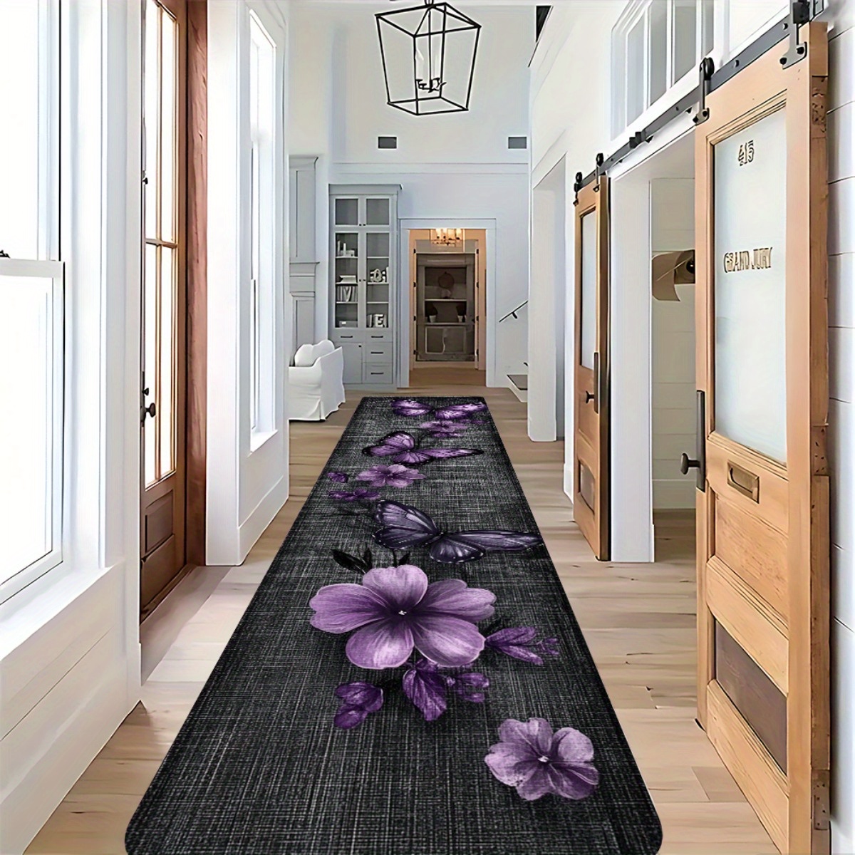 TEMU - 1pc Of European-style Purple Floral Pattern, Suitable For Scenes, Home Decoration, Daily Or Festive Atmosphere Decor, Bathroom Non-slip Mat,