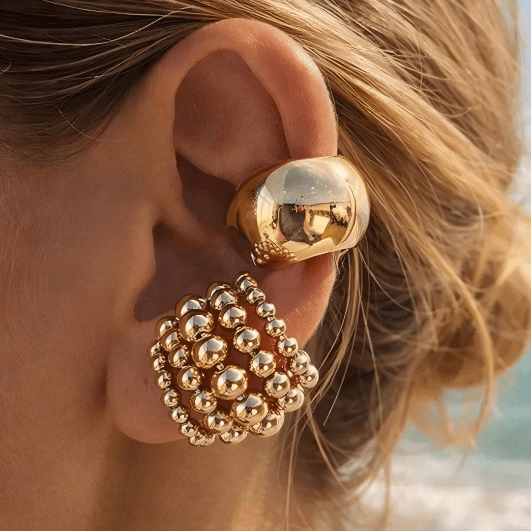 Image of 2 Hip-hop Style Fashionable Geometric No-piercing Ear Clips, Suitable For Daily Wear, Gatherings, And Parties, Mother's Day Gift, Valentine's Day Gift
