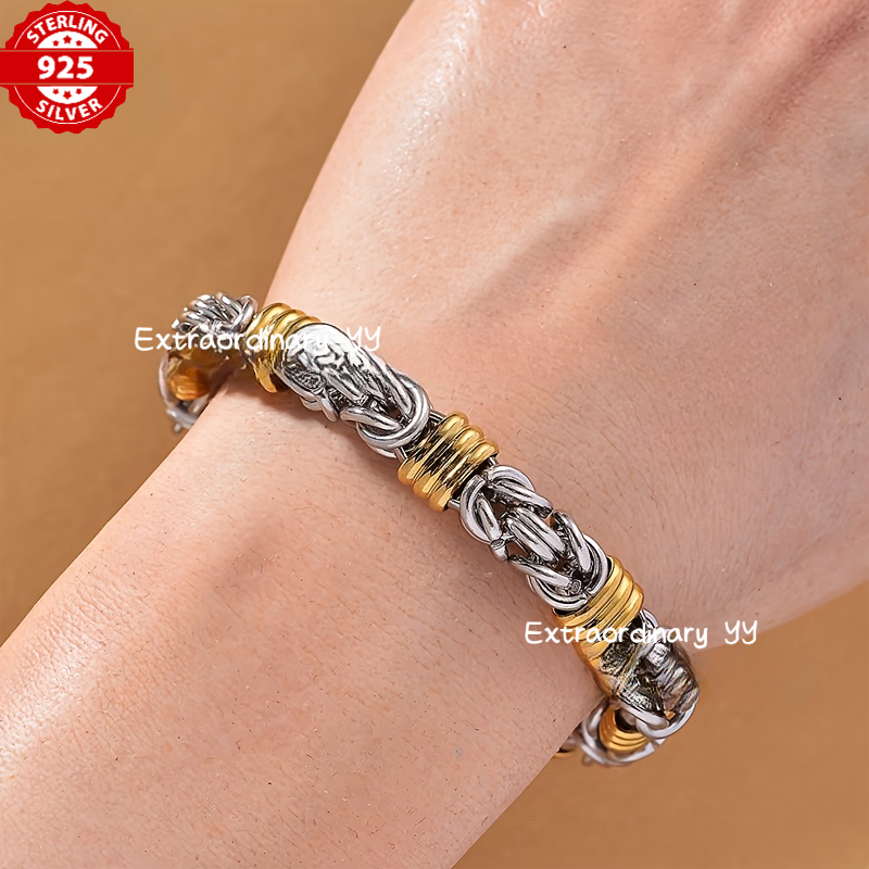 TEMU 925 Silver Byzantine Bracelet, Handmade Bracelet, Women's Bracelet, Men's Bracelet, Party Valentine's Day Graduation Season Adult Gift,
