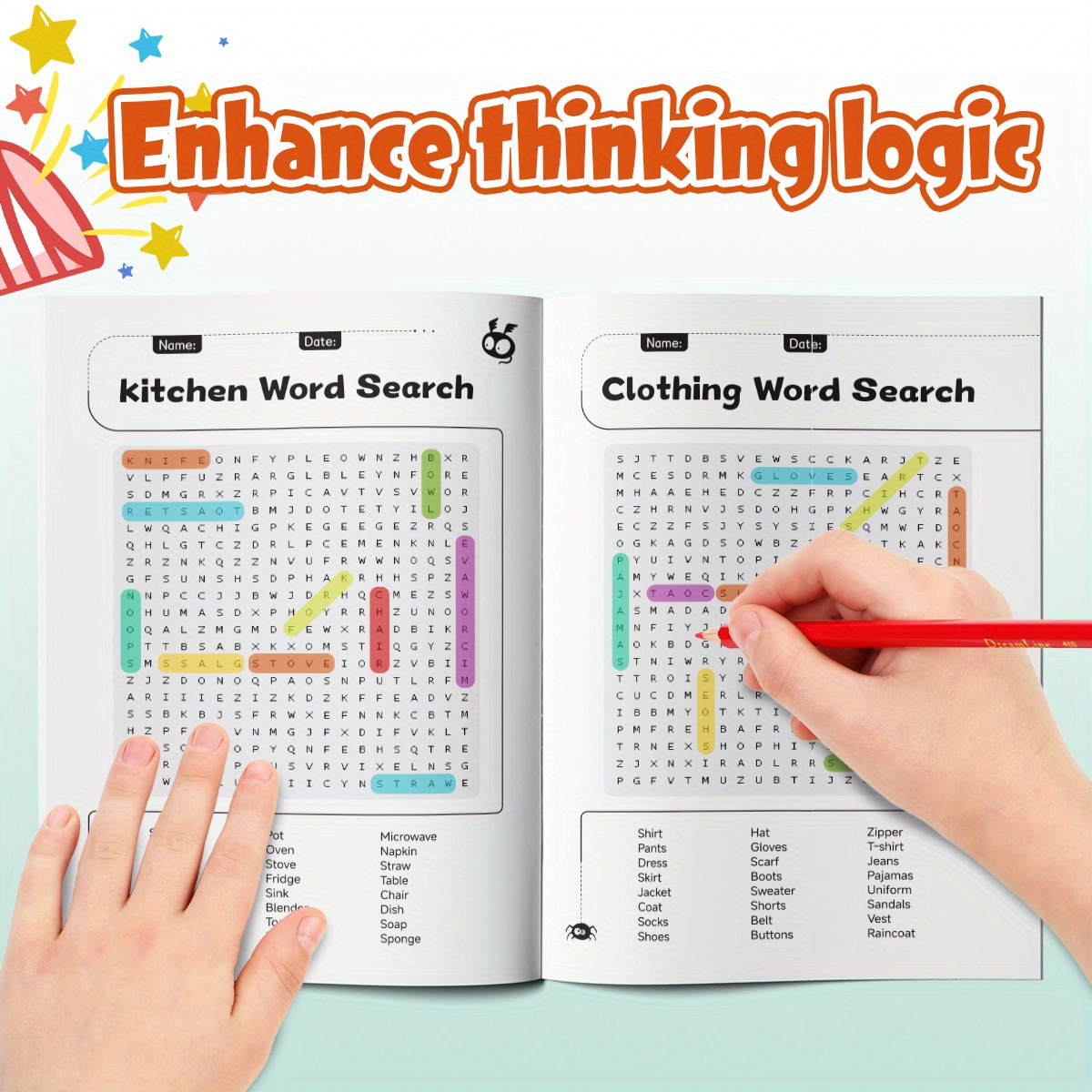 Word Search Puzzle Book for Kids | Discover Hidden Words & Boost Spelling Skills - Fun Brain Game