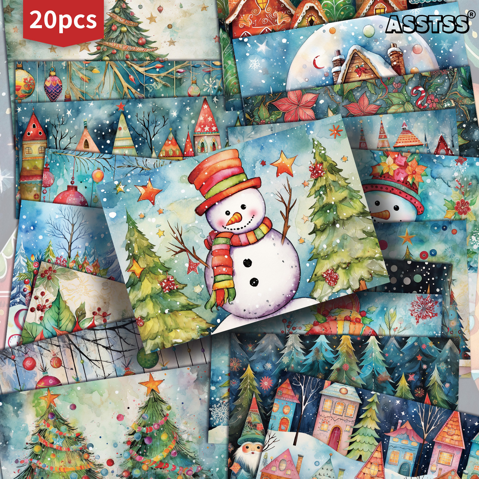 TEMU Ensemble de 20 cartes cadeaux de Noël vintage assorties avec des hommes de neige, mesurant 4X6 pouces, avec une , parfaites pour le scrapbooking
