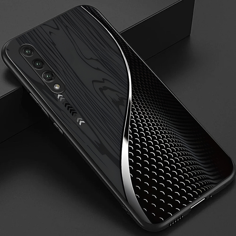 TEMU Case For Huawei P20 Pro P20 Lite Phone Case, Stylish Black Green Brown And Scales Pattern Glossy Glass Back Cover Business Gift