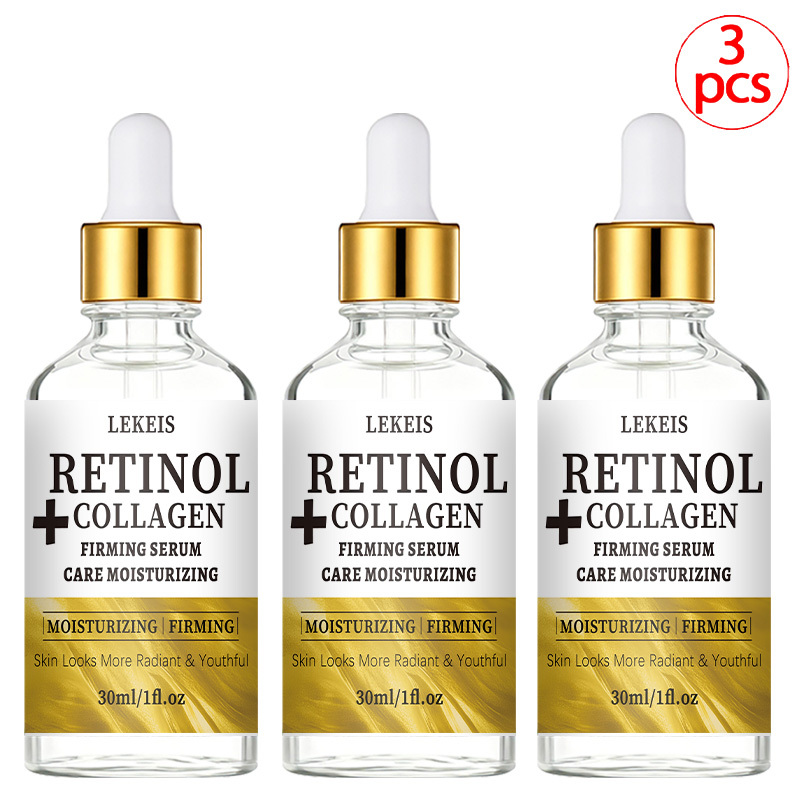 Image of 3pcs Of Retinol Collagen Instant Firming Serum, Instantly Lifts And Tightens, Facial Wrinkles, Textures, Diminishes Signs Of Aging, A More , Enriched With Hyaluronic Acid, Collagen, Retinol