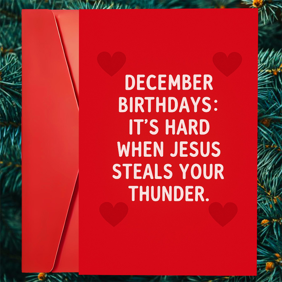 TEMU 1pc Funny December Birthday Card Suitable For Christmas - Humorous December Birthdays Celebration With Month (begin Of Text) - Paper Greeting