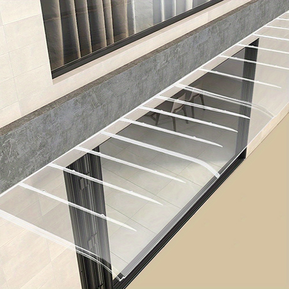 1x Durable Transparent Plastic Front Door Canopy- Transparent, Waterproof Roof Window Sunshade Cover, Outdoor Balcony and Entrance Invisible Snow and Rain Protection, Easy to Install