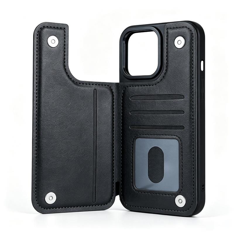 Phone Case: Solid-color Phone Case With Multiple Card Slots, Magnetic Closure, And Flip Cover, Suitable For Iphone 17 Air, 17 Pro Max, 16, 15 Plus, 14, 13, 12, And 11. -style Protective Case