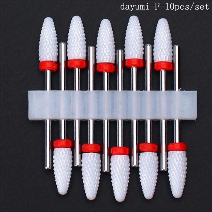 TEMU 10pcs Ceramic Nail Drill Bits Set Milling Cutter For Electric Manicure Bit Flame Corn Files Pedicure Machine Cutics