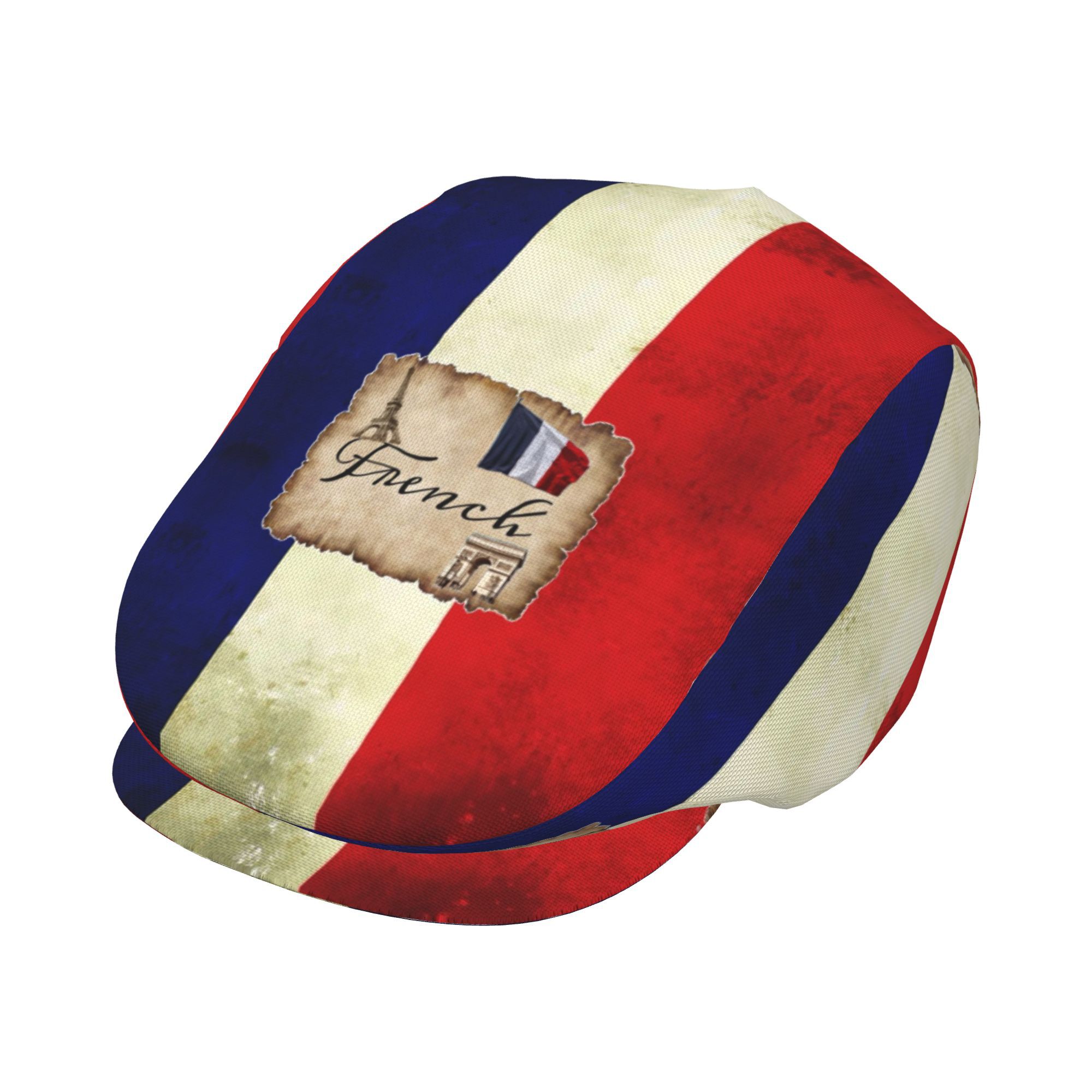 TEMU Thème Français Collage Art 1pc Imprimé Intégral Chapeaux Plats pour Hommes et Femmes, Casquettes de Journalier, Bérets, Chapeaux Irlandais,