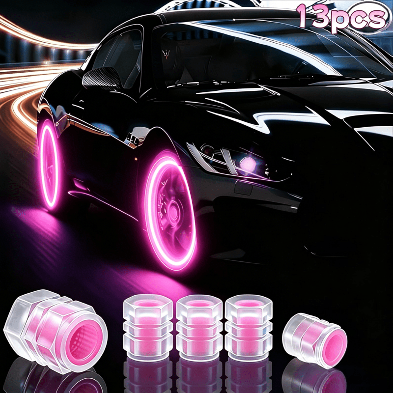 13pcs luminous tire   caps glow in the dark fluorescent covers universal decorative upgrade for cars suvs bikes motorcycles and trucks   with a heart greeting card