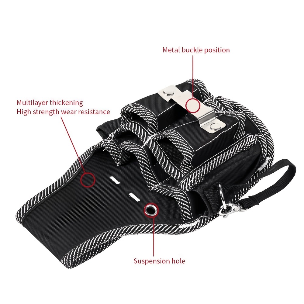 TEMU ITECHJOY Porta Attrezzi a Cintura, Custodia in Nylon con Tasche e Scomparti Multipli, Borsa Porta Attrezzi per Manutenzione e Costruzioni