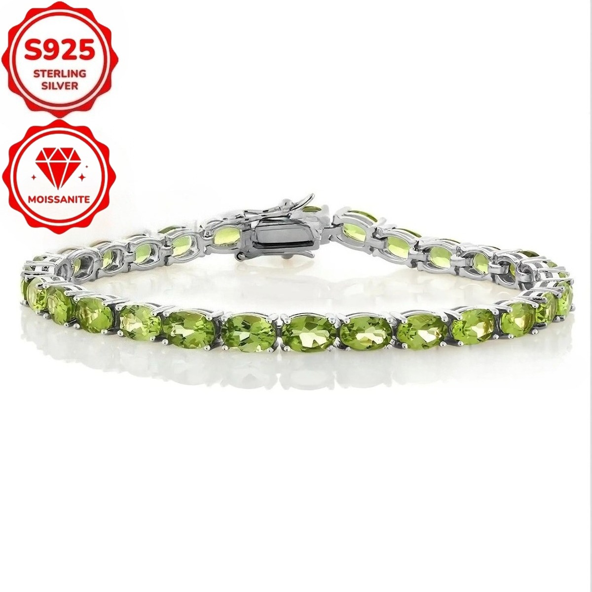 TEMU Bracelet de tennis pour femmes vert jade en argent sterling S925, avec une combinaison de couleurs unique et . Cette pièce de designer de haute