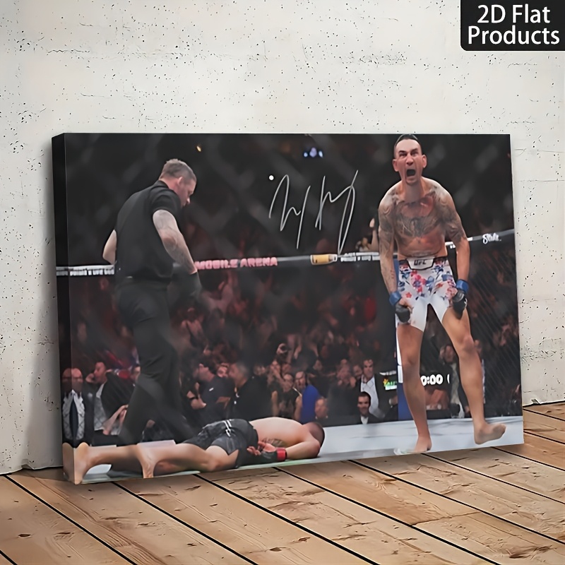 TEMU 2D Plat, 2D Plat, [2D Plat] 1pc, Peintures Décoratives en Bois Enveloppées, Affiche de de Boxe Encadrée - /Art Mural sur Toile Style avec Cadre
