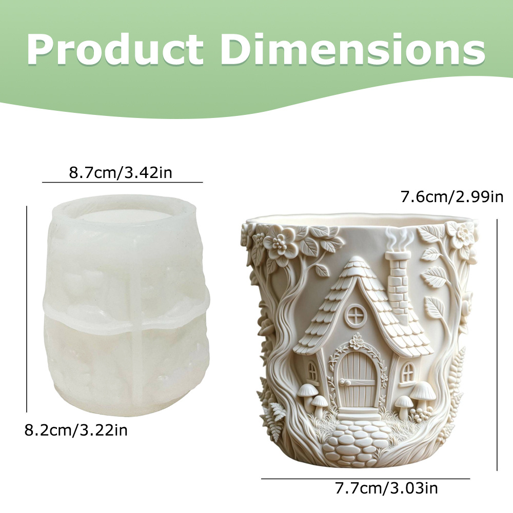 E-shop Premium Silikonform für --Pflanzgefäße & Aufbewahrungsgläser - Cottage mit lächelnder Tür & Fenster-Design, -Haft-Leichtentformung für