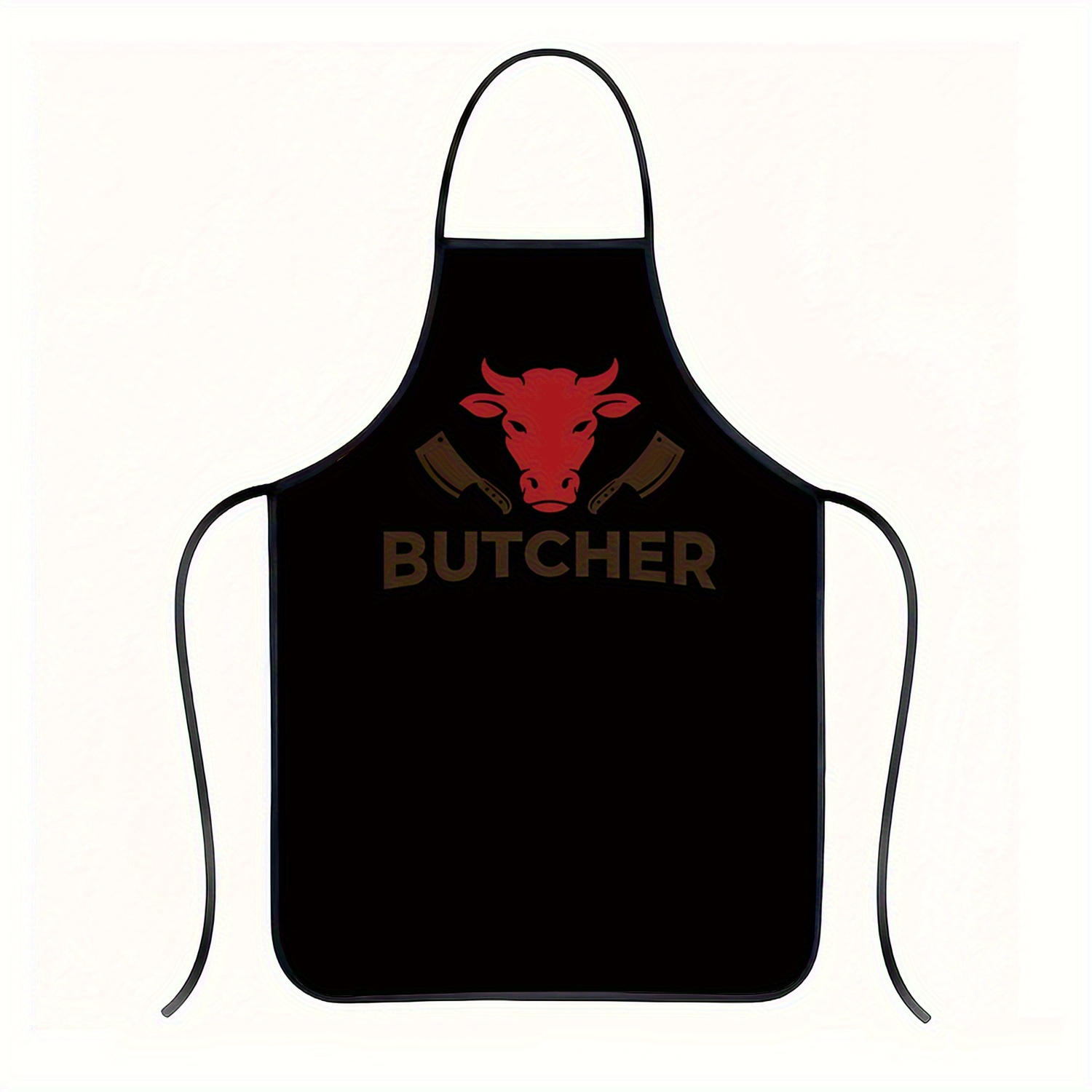TEMU 1pc Red Black Butcher Design Apron - Suitable For Bbq, Steak Sausages, Outdoor Cooking, Party Waitress With Knife And Pattern 52x72cm