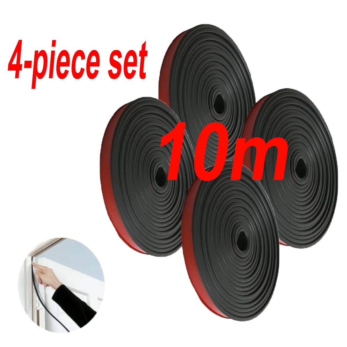 4pcs 10m Self Adhesive Door Seal Strip, 10x10mm Flexible Window Weather Stripping, Brown Soundproof Windproof Seal Tape For Home Office Front Door
