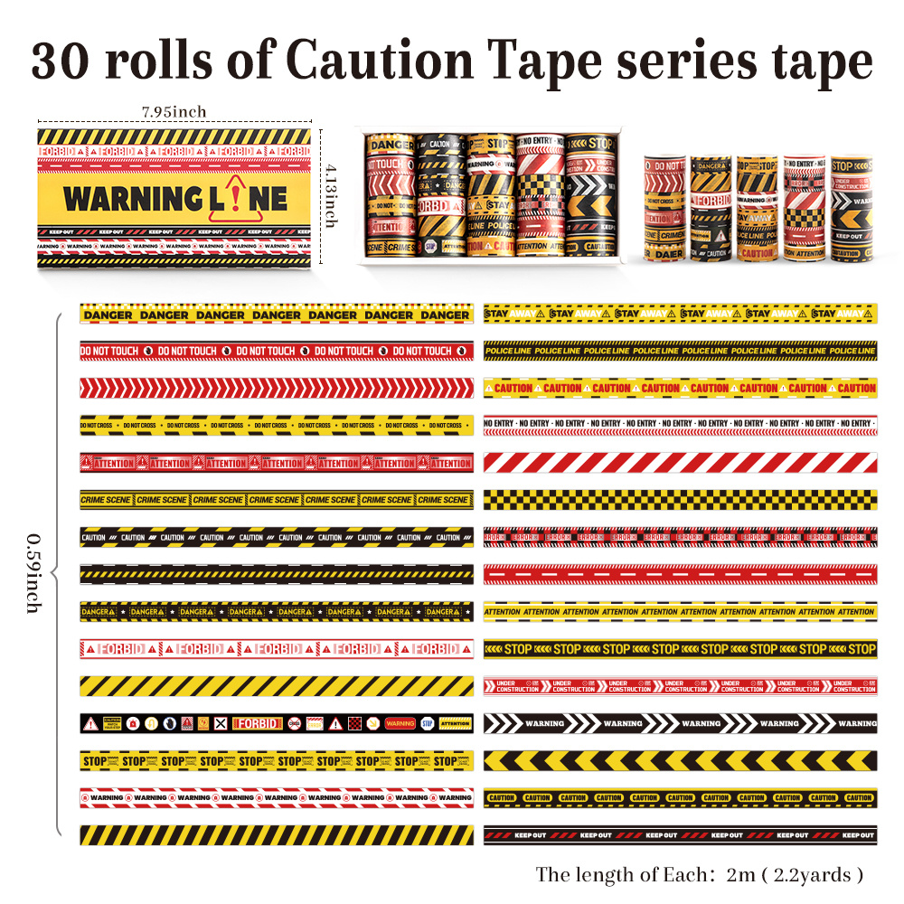 TEMU 30 Rouleaux/Boîte de Bandes Washi Autocollantes de Précaution 2 Mètres de Longueurs Couleurs Vibrantes Durables Parfaites pour Marquer Organiser