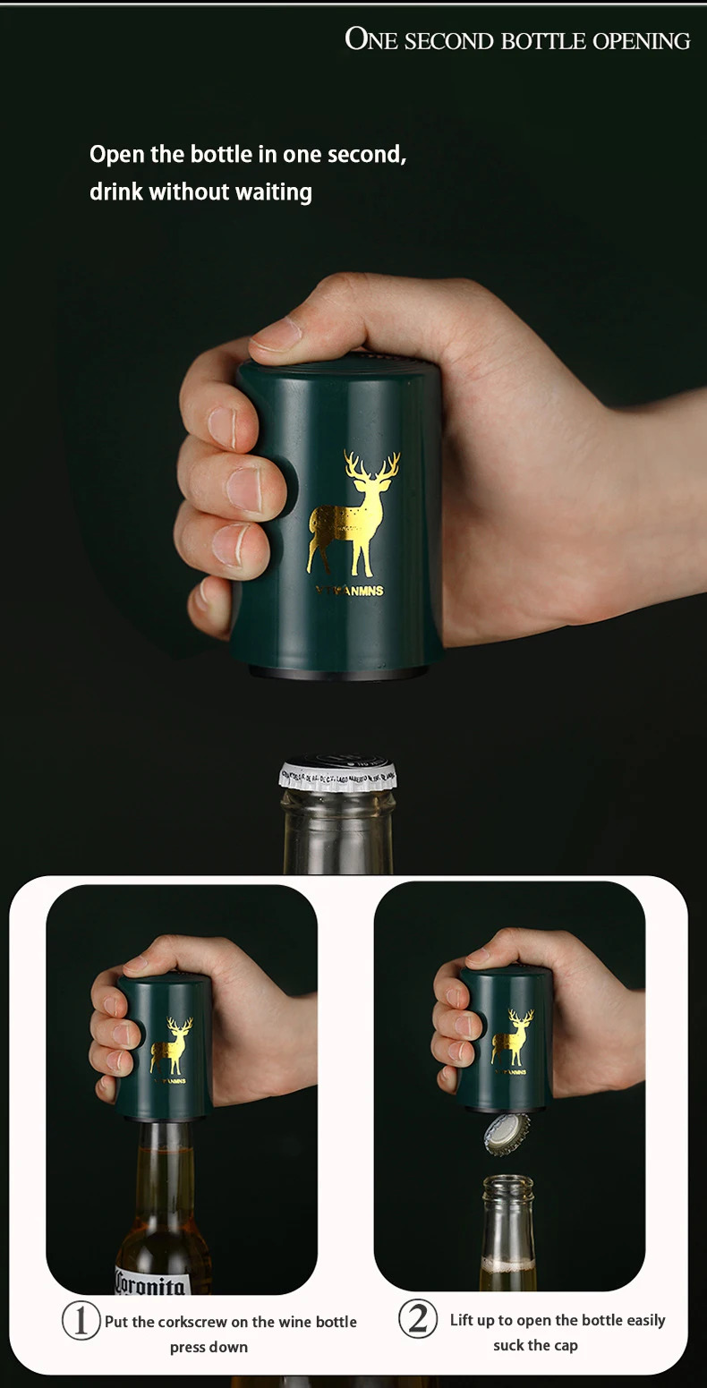 Nymph'S Innovative Magnetic Automatic Beer Corkscrew Features a Plastic Casing, Making It a Handy Tool for Bars And Gatherings. Perfect for Birthdays, Family Events, Outdoor Fun, Picnics, And As a Home Bottle Opener, Portable Bar Gadget Nymph