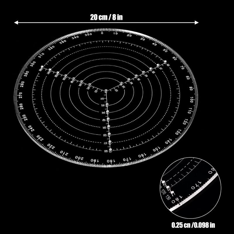 

1pc Round Center Compass Tool, 20.32cm Plastic Scribing Tool For Woodworking, Diy Furniture , Carpentry & Glass Cutting -