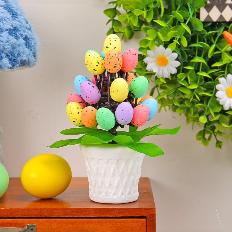 4pcs artificial eggs flowers potted party table centerpieces