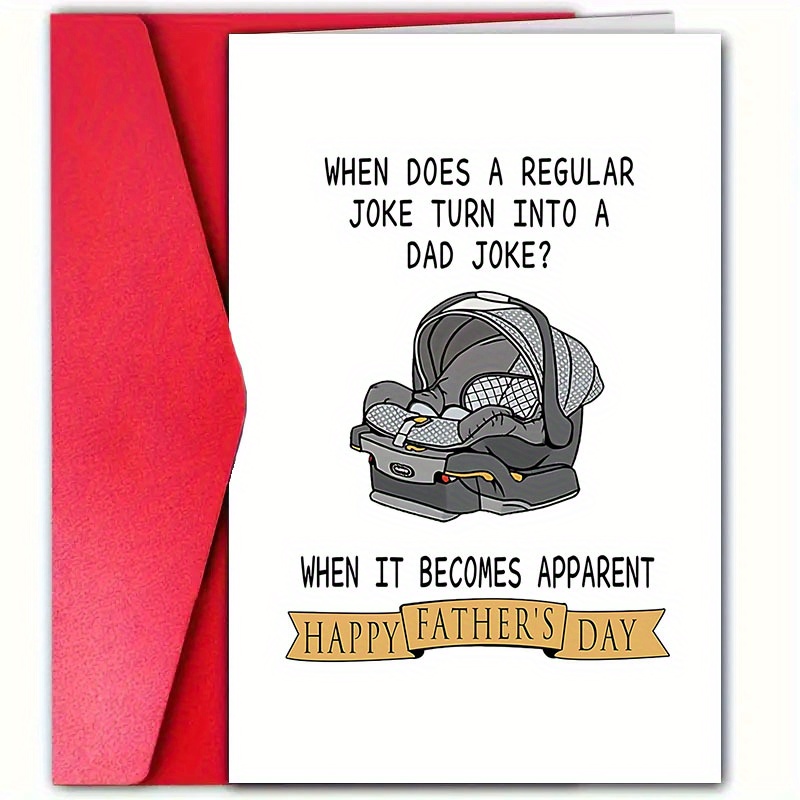 TEMU A Fun Father's Day Card With An Envelope - A Humorous Greeting For Dad Or Grandpa Saying 'happy Father's Day', Featuring A Gray Car Seat Design,