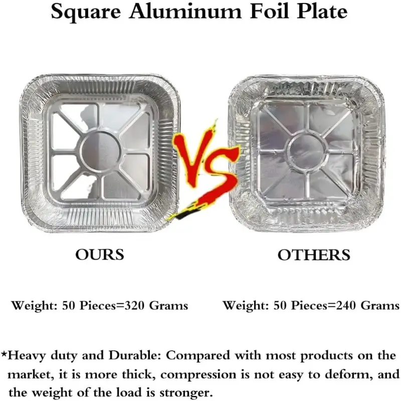 50pcs heavy-duty disposable aluminum foil air fryer liners - 7x7 inch square pans with rounded corners, 600°c heat-resistant, greaseproof & high quality for instant pot, oven, grill, steamer basket - stackable, induction-safe (compatible with air fryers, ovens, induction cooktops) - food-safe, easy clean, ideal for parties, camping, bbqs - 50pcs bulk pack, air fryer liners non stick, aluminum foil pans with lids, air fryer , air fryer liners large size Product details 2