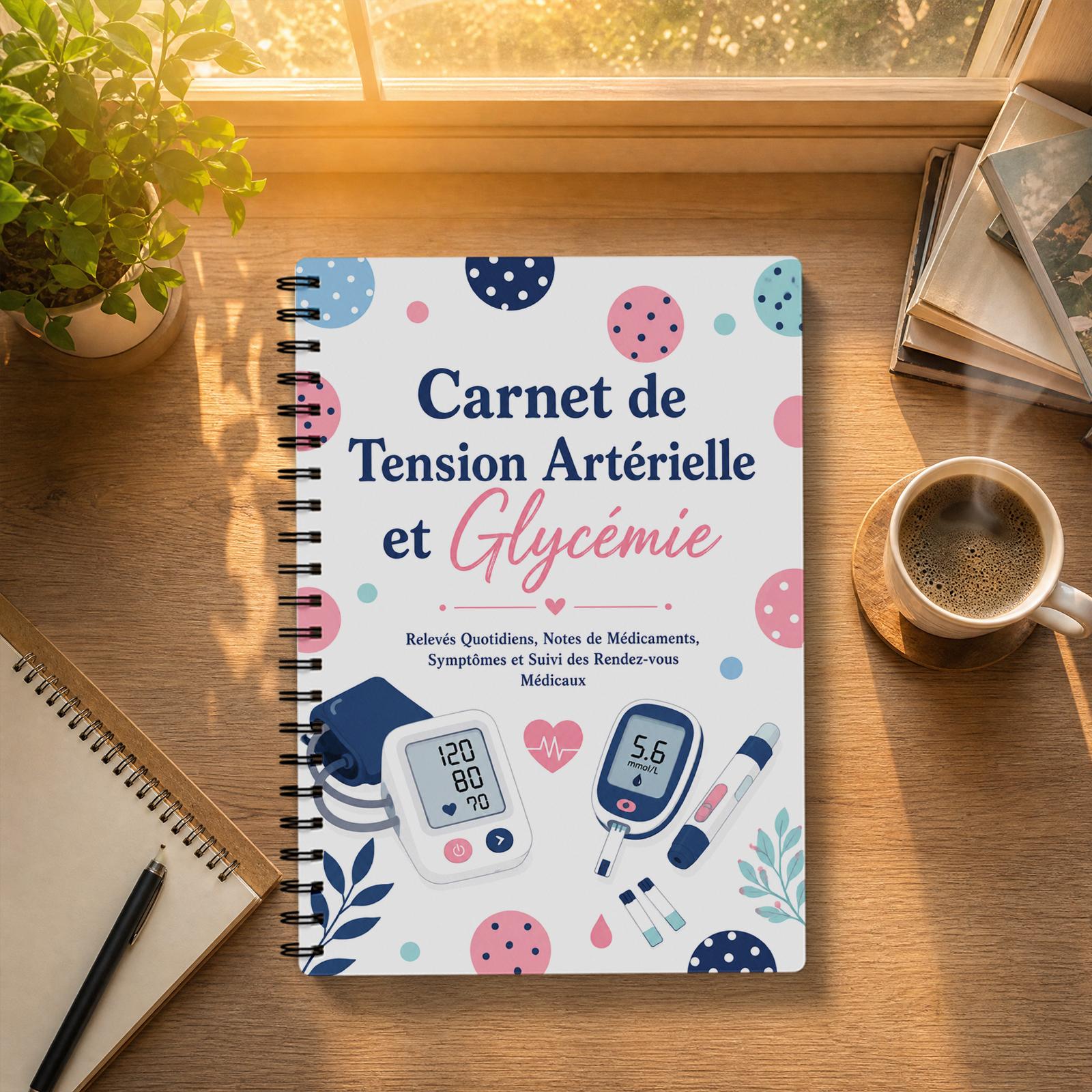 TEMU Agenda de de la pression artérielle et du dans en , journal de de la glycémie et de la pression artérielle, notes de médicaments et de repas,