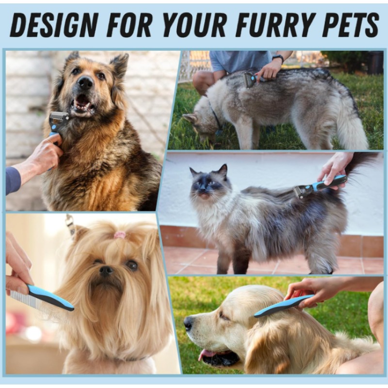 TEMU Stainless Steel Pet Hair Removal Comb, A Grooming Tool, An Hair Removal Device For Dogs And Cats, Of Removing Knots, Hair And Loose Hair. The