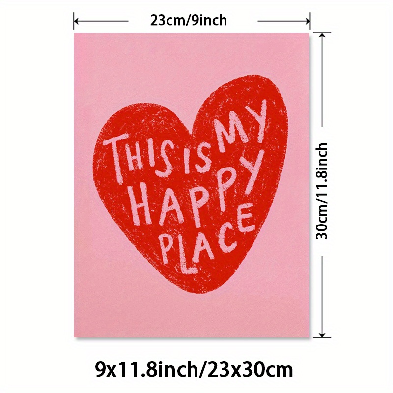 TEMU 1pc Unframed Inspirational Quote Poster - Heart Shape Wall Decor With Hand-drawn Text On Pink Background, Modern Art Deco Canvas Print For