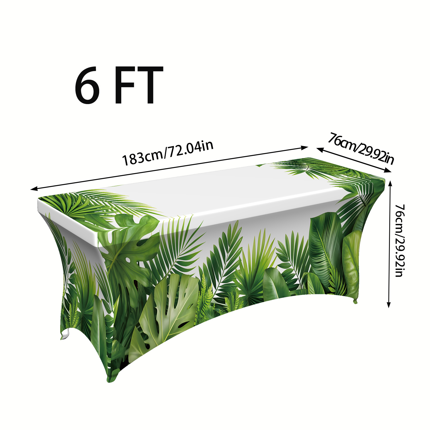 TEMU 2d 1pc Plant Print Elastic Tablecloth, Rectangular High-elastic Table Cover, Machine Washable And Reusable, Suitable For Home Gatherings, Hotel