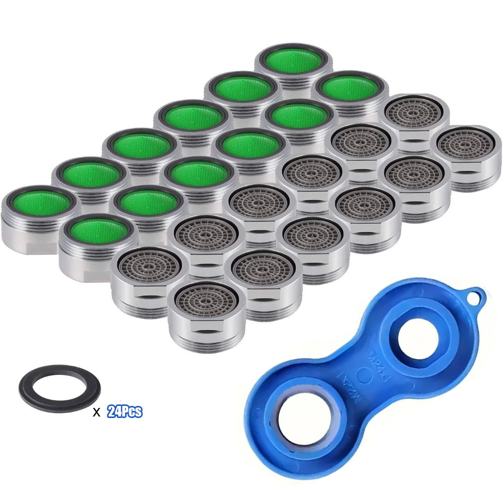 Image of 24pcs M24 Thread Faucet Aerator With Water Filter - Water- Tap Spout, Mixing Nozzle & Wrench, Durable Plastic Bubbler /bathroom Sinks, Fit (no Electricity Required)