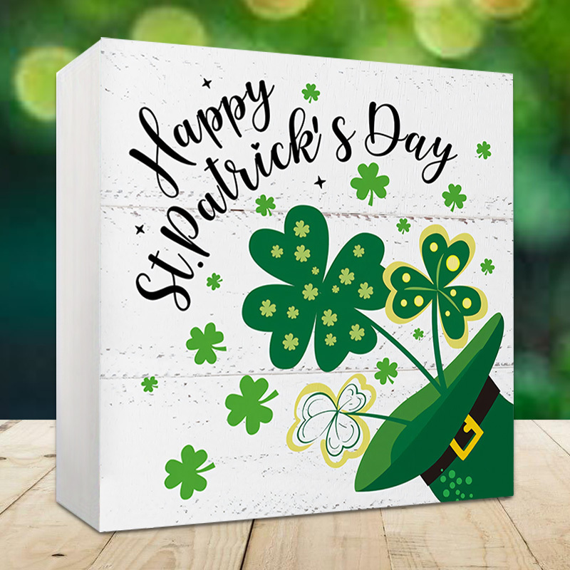 

1pc 's Day Foam Pvc Sign - Floor Mount, Plastic Desk Decor With Hat & Shamrock, Room, Bedroom, Tabletop Display - No Power Required