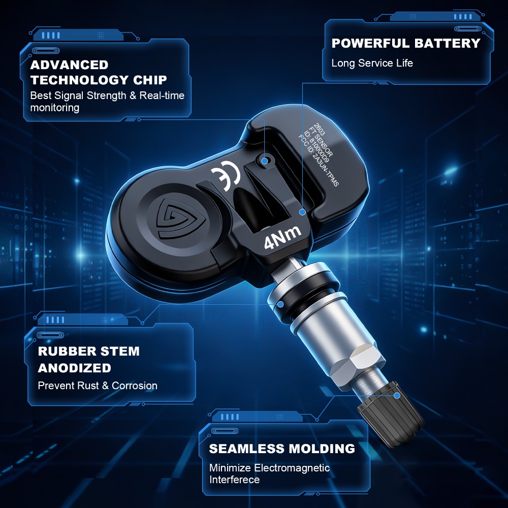Jeep Dodge TPMS Sensor 56029479AB / 68377549AB, 4 Pack product and fitment detail image 3