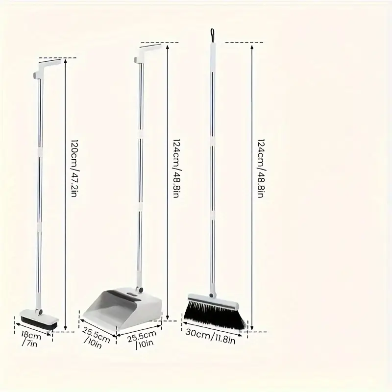 3 in 1 cleaning set foldable broom and dustpan combination multi functional multi surface cleaning tool durable plastic material suitable for home and Product details 5