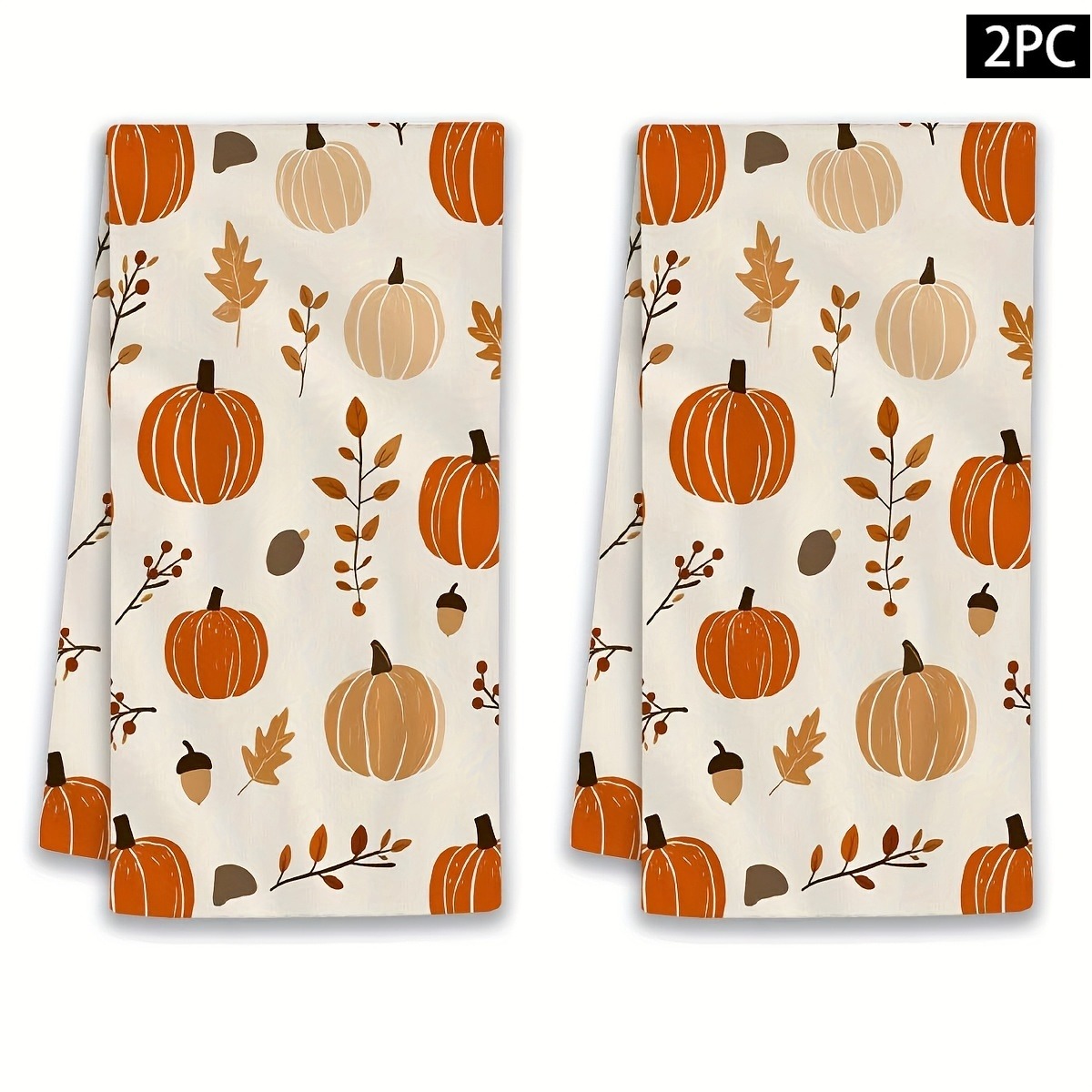 TEMU Chiffons de nettoyage 2 pièces, torchons de cuisine , motif automnal de Thanksgiving avec citrouille et feuilles mortes, adaptés , à , au