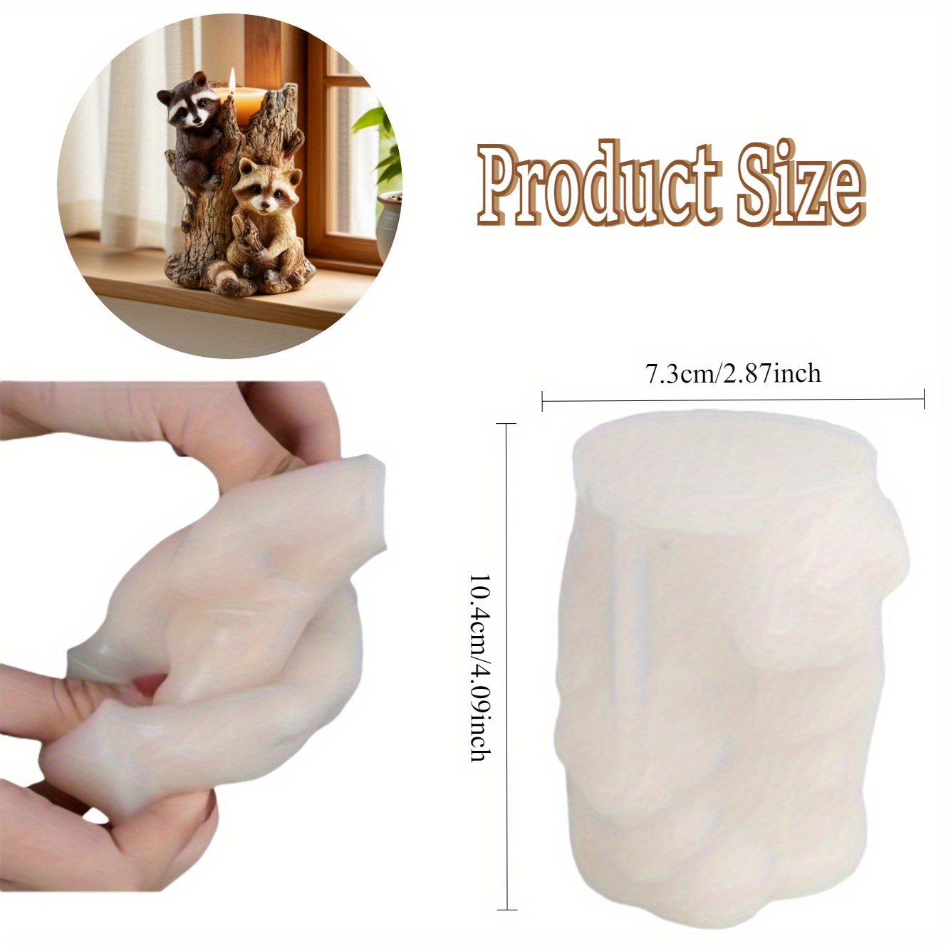 Image of Raccoon Resin Silicone Molds - 3d Animal Mold For Candle Making, Plaster Crafts, Resin Casting | Reusable Raccoon Silicone Molds For Home Decor, Gift Making, Tabletop Displays -1pc