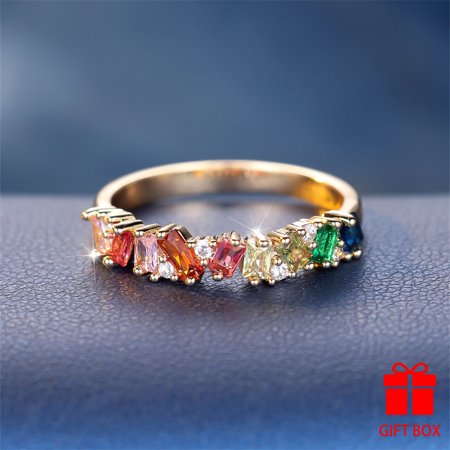 Multicolor CZ Ring Golden Tone - Daily & Special Occasions