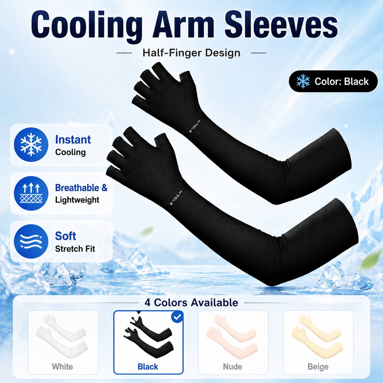 TEMU Wrels Men's Outdoor Tight-fitting Arm Sleeves, Long Sleeves, Cool And Comfortable, Soft, Lightweight, Sweat-absorbent, Suitable For Summer