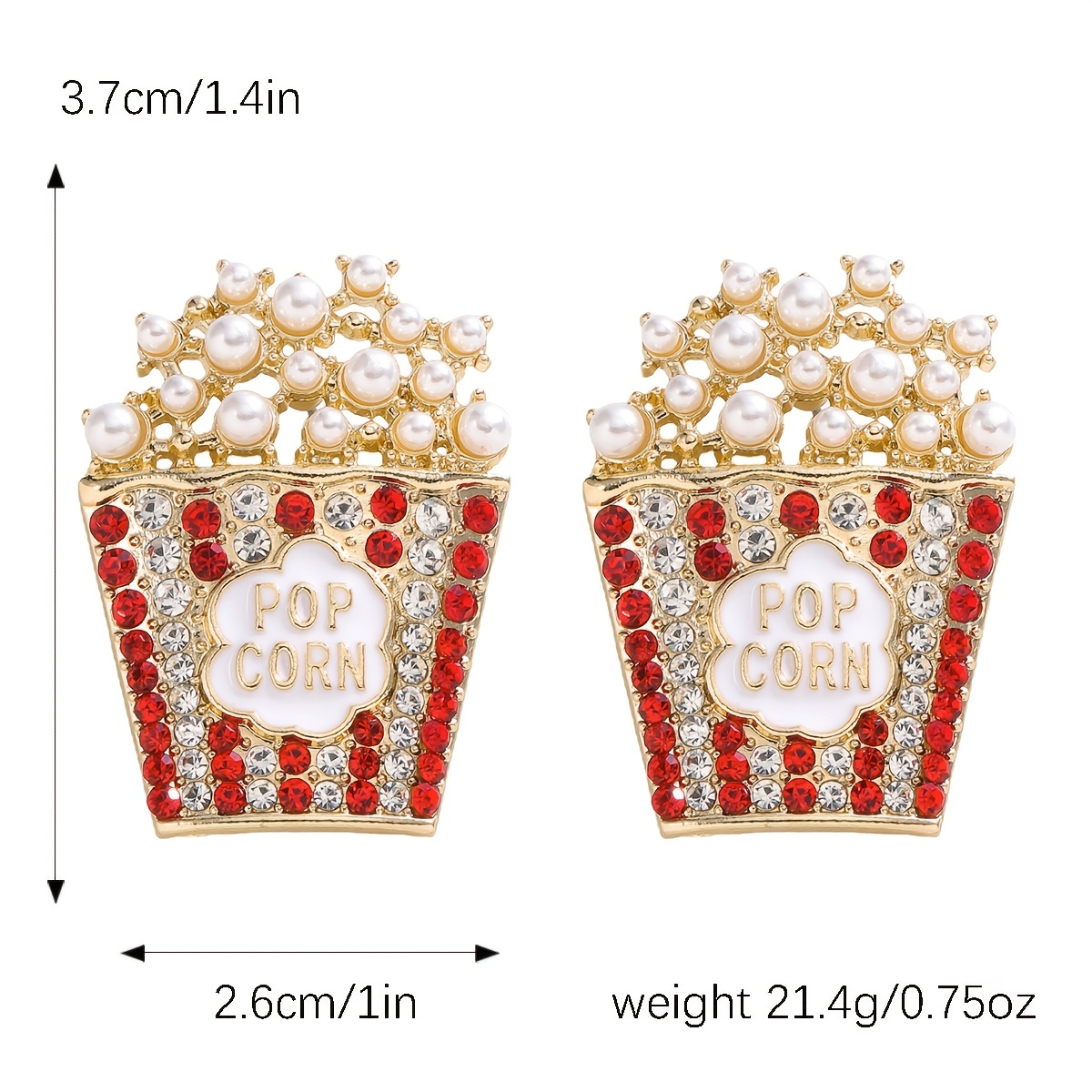 E-shop Ein Paar böhmisches, handgefertigtes "Popcorn"-Ohrring-Set mit Perlen und Kristallen, -Zinklegierung "Popcorn"-Buchstaben-Ohrstecker für Damen,