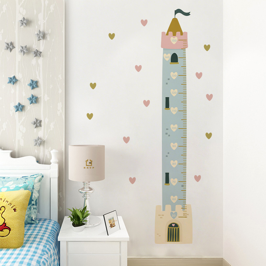 Image of 1 Sheet Brup Cartoon Castle Height Chart Wall Sticker, Removable Home Decor, Suitable For Kids' Room, Nursery, With Patterns, Easy To Stick, Can Measure Height,school Decoration,school Decor