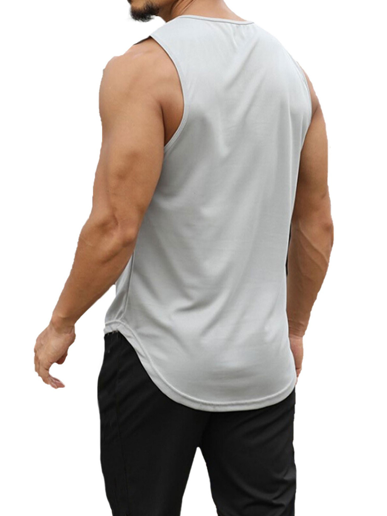 Men's Summer Athletic Tank Top - Breathable, Sweat Absorbent, Loose Fit Sleeveless Shirt for Gym, Training & Basketball - White with Black Bull Head Design, Gym Apparel | Sweat Absorbent Fabric, Gym Shirts