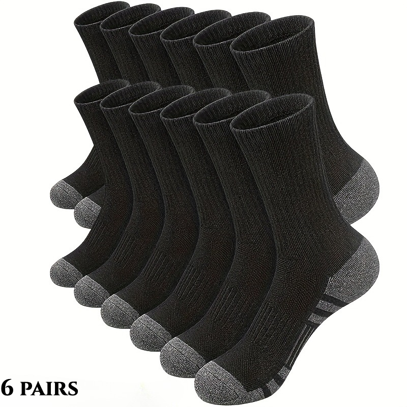 TEMU 6 Pairs Men's Long Socks, Autumn Sports Socks, Socks, Athletic Socks, Men's Warm Socks, Solid Color Socks