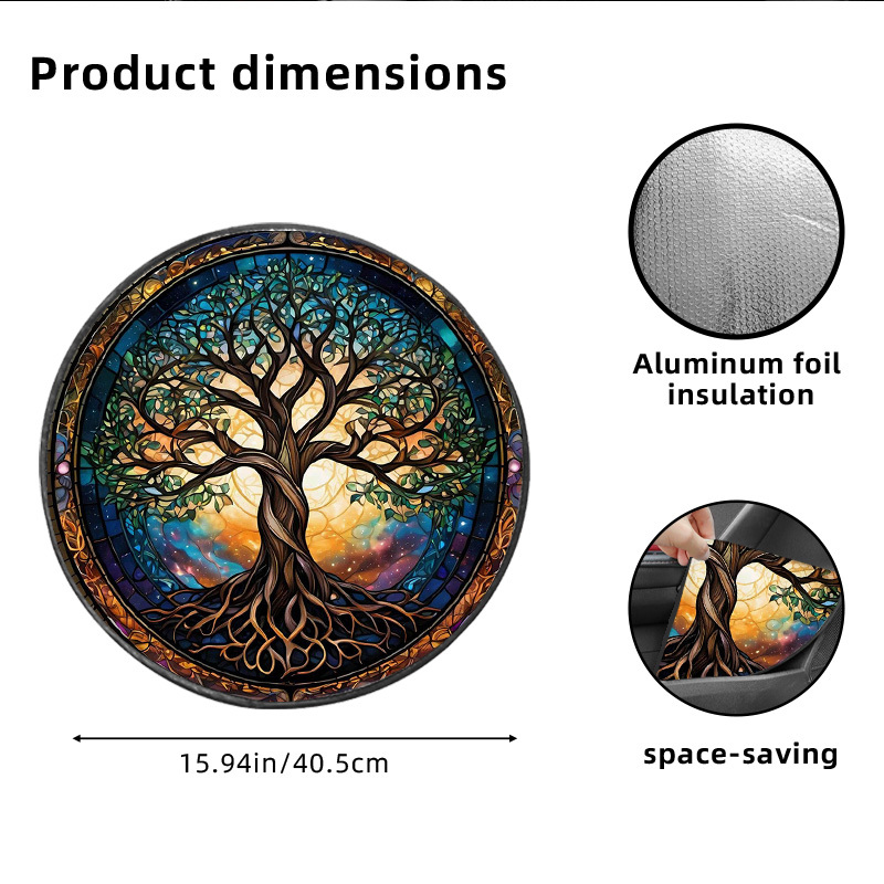 TEMU 1pc Mysterious Grain Printed Steering Wheel Sunshade Cover, Keeping Car Cool And Protected, Heat Insulation And Sunshade, High Temperature