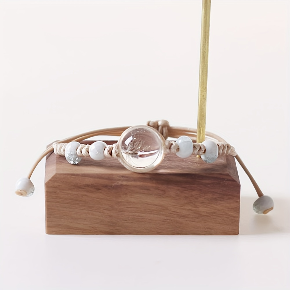 Image of Bohemian Style Pastoral Adjustable Cord Bracelet With Dandelion Flower Pendant And Ceramic Beads, Women's Style - , Casual And Vacation Wear